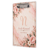 Roségoldene Monogramm-Mappe in Rosa Klemmbrett (Links)