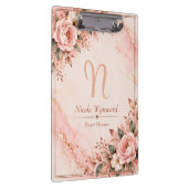 Roségoldene Monogramm-Mappe in Rosa Klemmbrett (Rechts)
