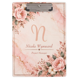 Roségoldene Monogramm-Mappe in Rosa Klemmbrett
