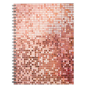 Roségoldene quadratische Mosaikfliesen in Rosa Notizblock