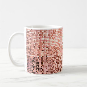 Roségoldene quadratische rosa Mosaikfliesen Kaffeetasse