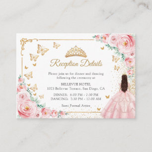 Roségoldene Quinceañera-Empfangsdetails Begleitkarte