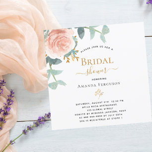 Roségoldene rosa florale Bridal Shower Einladung