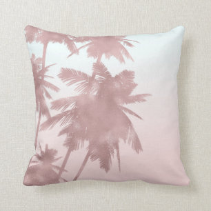 Roségoldene rosa Palmen Strand Ombre Palmenbäume C Kissen