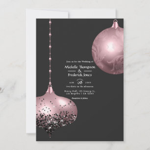 Roségoldene und rosafarbene Weihnachtshochzeit Einladung