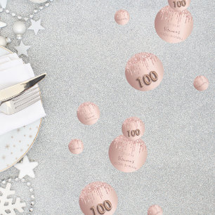 roségoldener 100. Geburtstag Glitter rosa Monogram Konfetti