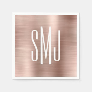 Roségoldfolie Dreibuchstaben-Monogramm Serviette