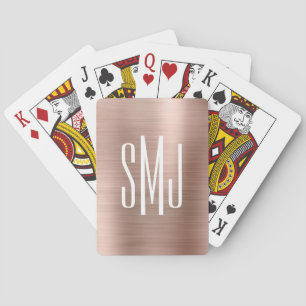 Roségoldfolie Dreibuchstaben-Monogramm Spielkarten