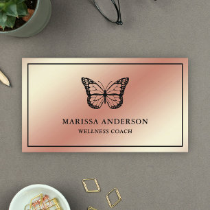 Roségoldfolie Eleganter schwarzer Schmetterling Visitenkarte