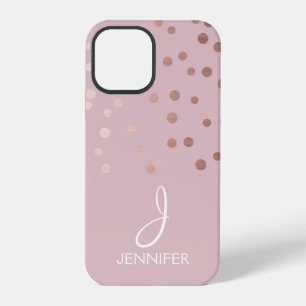 Roségoldfolie Girly Konfetti Monogramm iPhone 12 Pro Hülle