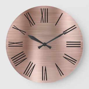 Roségoldfolie Schwarze römische Ziffern Große Wanduhr