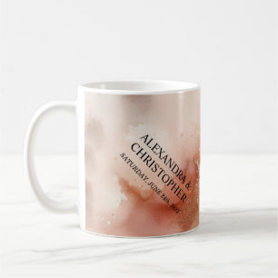 Roségoldstaub Aquarell Hochzeitstag Kaffeetasse