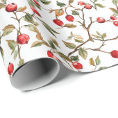 Rosehip-Äste Muster Geschenkpapier (Rolleneckpunkt)
