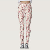 Rosehip Blumenmuster mit Blätter Leggings (Vorderseite)