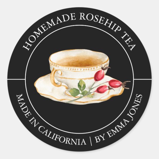 Rosehip Tea Modernes Label Runder Aufkleber (Vorderseite)