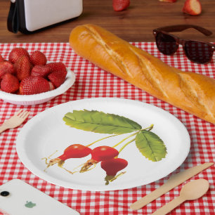 Rosehips Muster Rote Seiten Pappteller