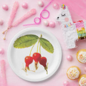 Rosehips Muster Rote Seiten Pappteller (Party)