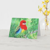Rosella Bird Painting Karte (Gelbe Blume)