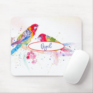 Rosella-Papagei Farbiger Vogel Vögel Whimsical Mousepad