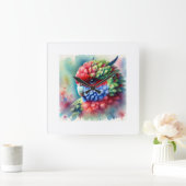 Rosella Parrot 220824AREF151 - Watercolor Quadratische Wanduhr (Zuhause)