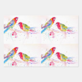 Rosella Parrot Aquarellmalerei Aquamarin Geschenkpapier Set (Vorderseite 3)