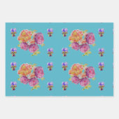 Rosella Parrot Aquarellmalerei Aquamarin Geschenkpapier Set (Vorderseite 2)