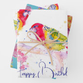 Rosella Parrot Aquarellmalerei Aquamarin Geschenkpapier Set (Beispiel)