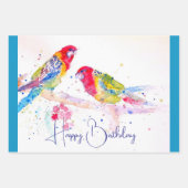 Rosella Parrot Aquarellmalerei Aquamarin Geschenkpapier Set (Vorderseite)