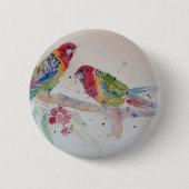 Rosella Parrot Aquarellmalerei Button (Vorderseite)