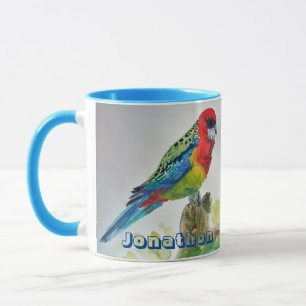 Rosella Parrot Aquarellmalerei Jungs Name Kunst Tasse