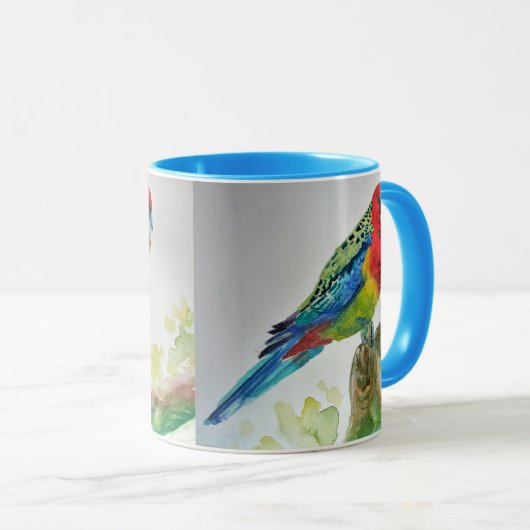 Rosella Parrot Aquarellmalerei Jungs Name Kunst Tasse (VorderseiteRechts)