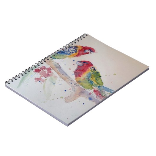 Rosella Parrot Aquarellmalerei Notizblock (Linke Seite)