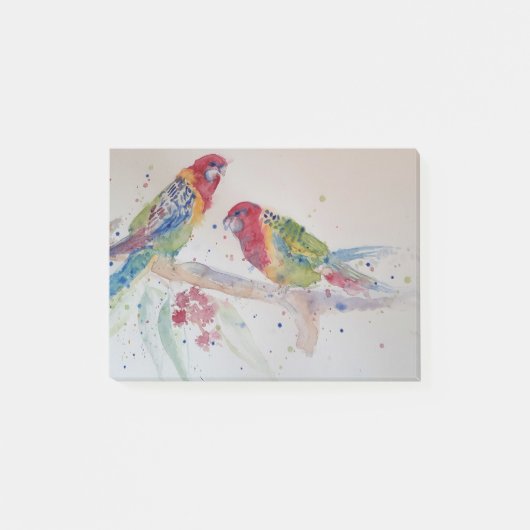 Rosella Parrot Aquarellmalerei Post-it Klebezettel (Vorderseite)