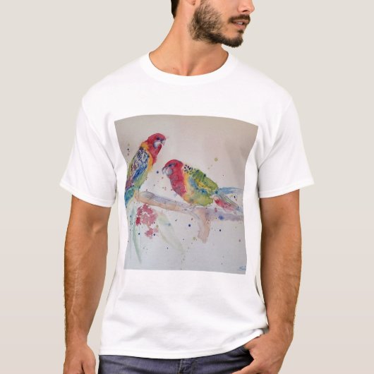 Rosella Parrot Aquarellmalerei T-Shirt (Vorderseite)