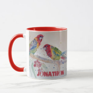 Rosella Parrot Aquarellmalerei Tasse