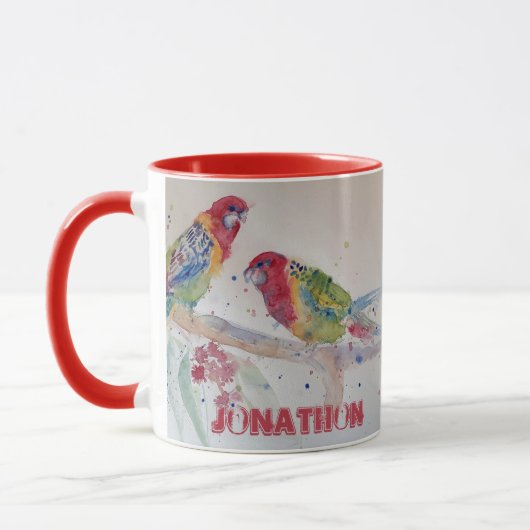 Rosella Parrot Aquarellmalerei Tasse (Links)