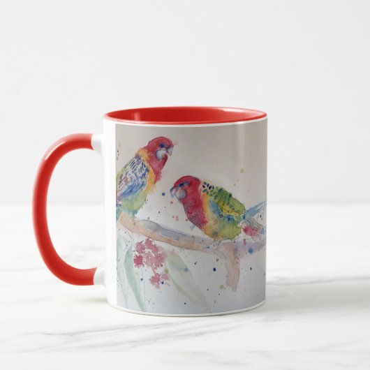 Rosella Parrot Aquarellmalerei Tasse (Links)
