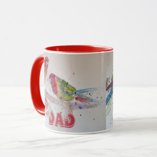 Rosella Parrot Aquarellmalerei Tasse (Vorderseite Links)