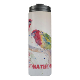 Rosella Parrot Aquarellmalerei Thermal Thermosbecher