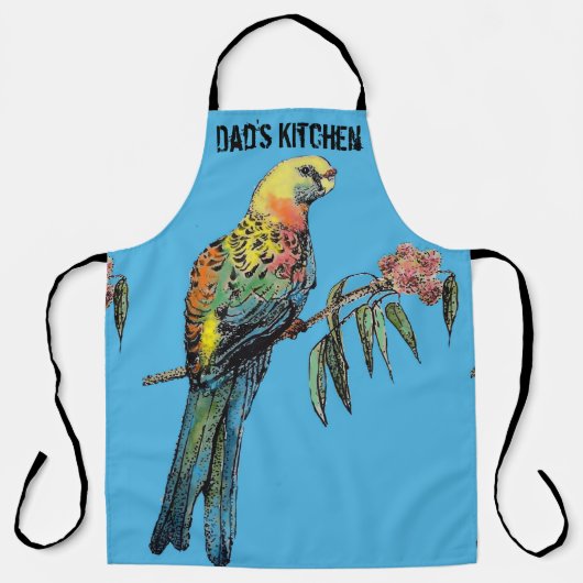 Rosella Parrot Birds Blue Pattern Mens Dads Apron Schürze (Vorderseite)