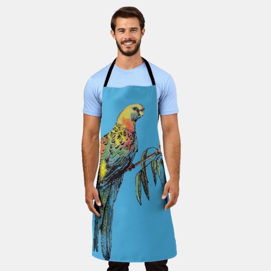 Rosella Parrot Birds Blue Pattern Mens Vaters Schü Schürze (Getragen)
