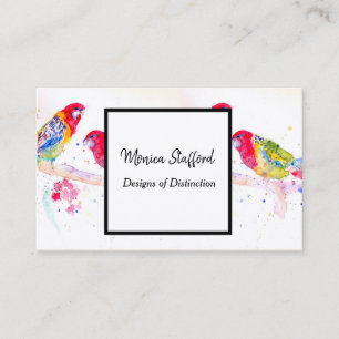 Rosella Parrot Blume Watercolor Business Card Visitenkarte