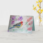 Rosella Parrot mit Bottlebrush Bird Birthday Card Karte (Gelbe Blume)