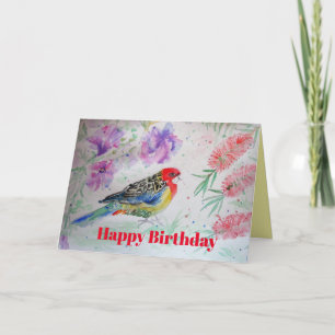 Rosella Parrot mit Red Bottlebrush Geburtstagskart Karte