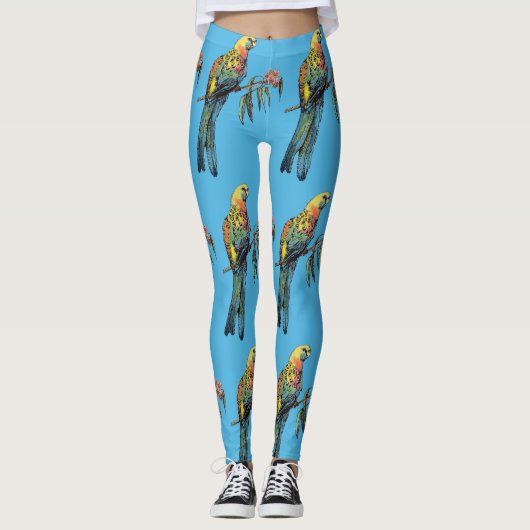 Rosella Parrot Watercolor Leggings (Vorderseite)