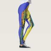 Rosella Parrot Watercolor Navy Blue Bird Leggings (Rechts)