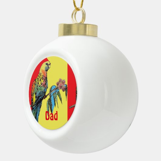 Rosella Parrot Watercolor Vater Name Ornament (Rechts)