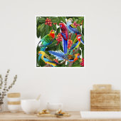 Rosella Parrots in Fig Tree Print Poster (Küche)
