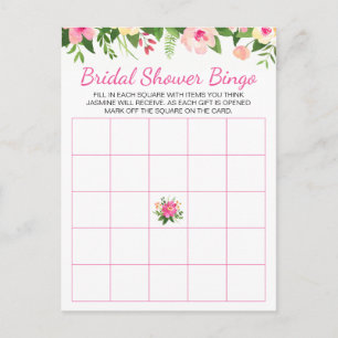 Rosella Pink Blume Brautparty Bingo Karte
