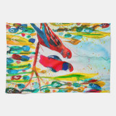 Rosella-Vögel in der Baumwasserfarbenkunst Geschirrtuch (Horizontal)